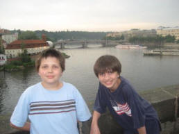 Danny and Matty on the Karluvy most (Charles Bridge) in Prague