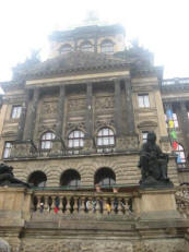 Prauge National Museum...and the boys heads are seen over the railing